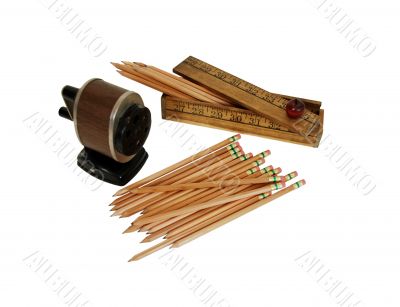 Pencils and sharpener
