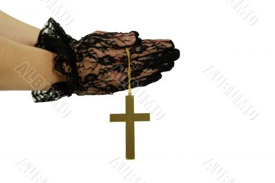 Praying hands and cross