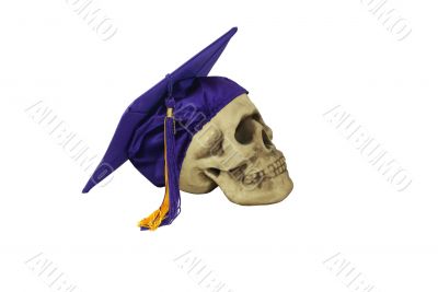 Graduation mortar board and skull
