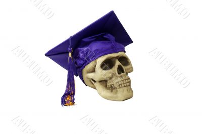 Graduation mortar board and skull
