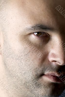 Man on black closeup