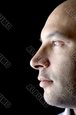 Man Portrait on Black closeup