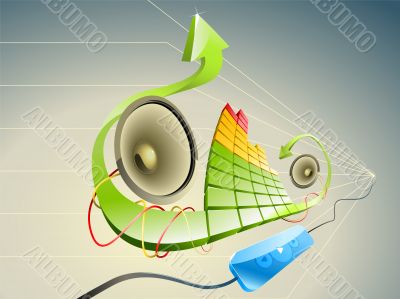 Pseudo 3D illustration of music