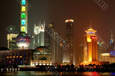 Panorama of Shanghai Pudong at night