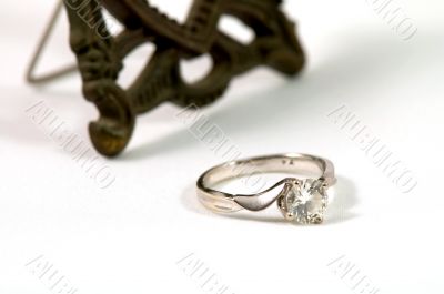 Crystal ring isolated over white