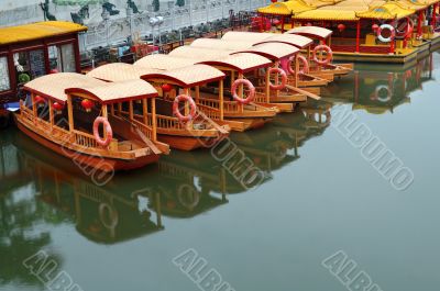 Line of boats at Qinhuai river