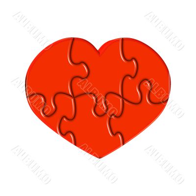 Red heart from puzzles