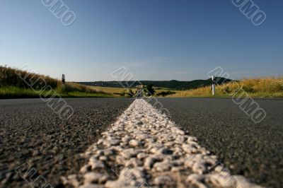 Center line of a country road