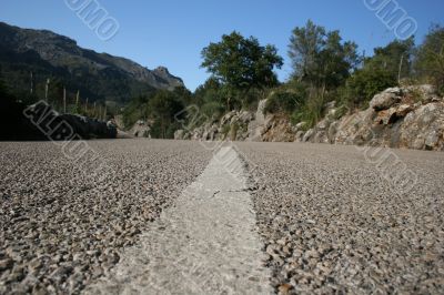 Center line of a country road