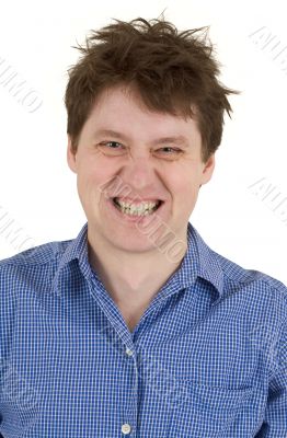 Man with bared teeth portrait