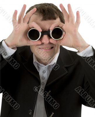 Funny man in welding goggles