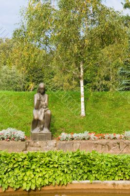 Statue and birch