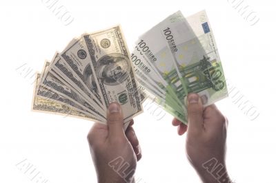 money on hand close up