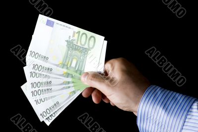 money on hand closeup