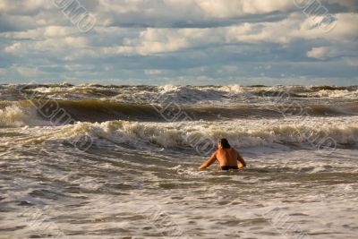 Man and waves