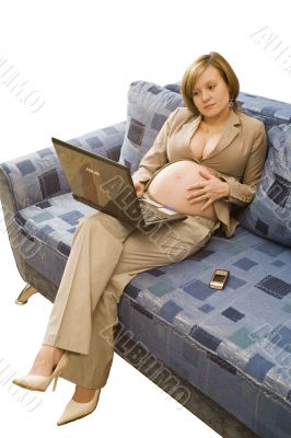 Young pregnancy woman at homework Young pregnancy woman at homework