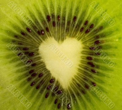 Fruit cut - kiwi forming a heart