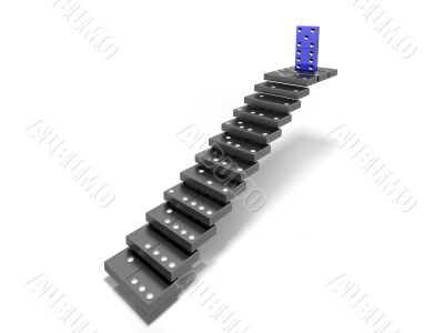 Dominous pieces formulated in row stairway. One is blue on top Dominous pieces formulated in row stairway. One is blue on top