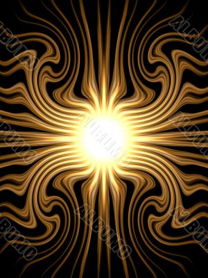brightly-yellow sphere with wavy lines