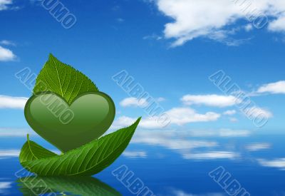 Green heart and leaf