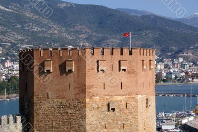 Red tower and sea Red tower and sea