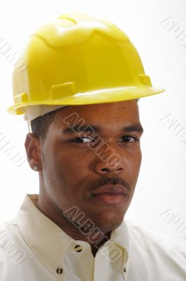 young African American man in safety hat