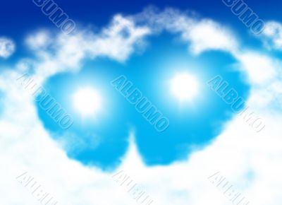 Double heart shaped cloud