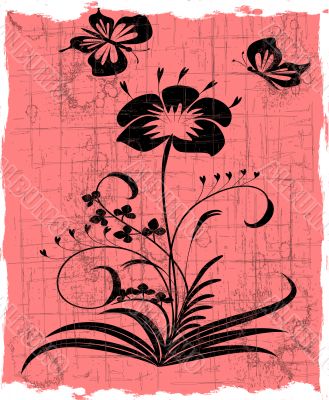 Vector grunge abstract floral background Vector grunge abstract floral background