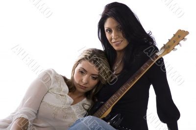 Two girl freind musicians resting