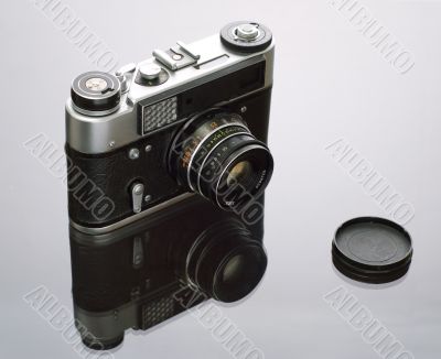 Old reflex photo camera