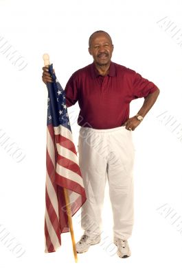 African American Patriot with flag