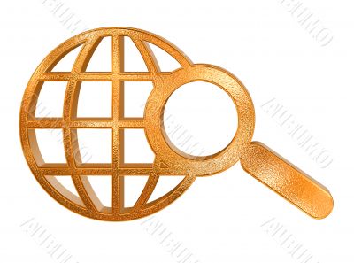 Abstract golden pattern global search icon concept