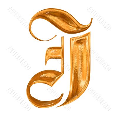 Golden pattern gothic letter J
