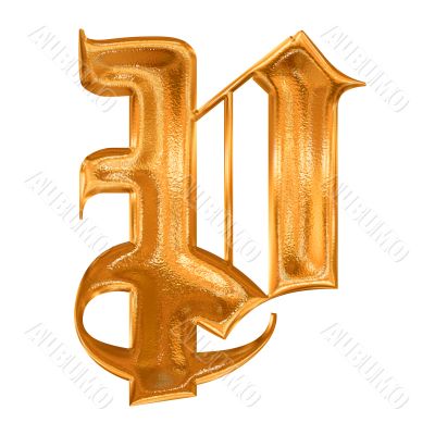 Golden pattern gothic letter P