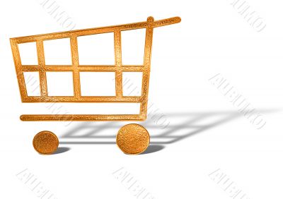 golden shopping cart icon concept isolated over white background