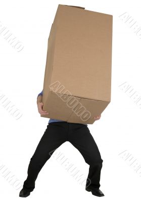 Man and big carton box