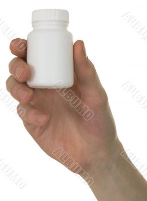 Vial with a drug in a hand