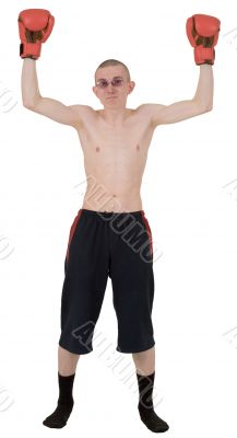 The thin boxer in gloves