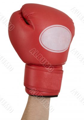 Hand in a red boxing glove