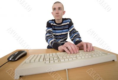 Man type on keyboard