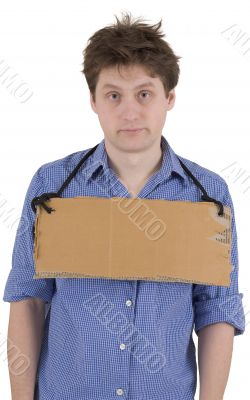 Man with carton tablet