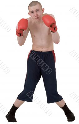The thin boxer in gloves