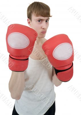 Thin boxer in red gloves