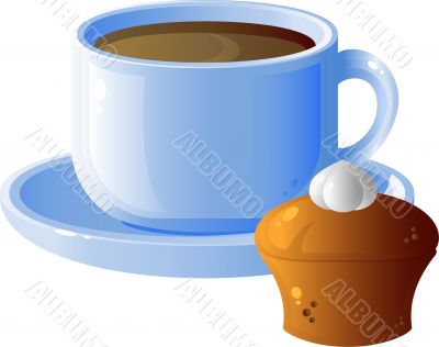 Cup of coffee and cake