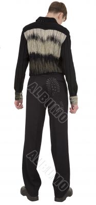 Portrait of the fired man standing a back