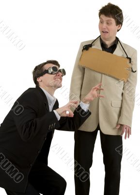 Men representing financial crisis