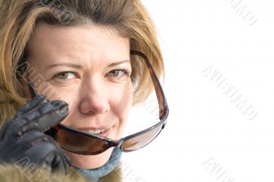 Woman in sun glasses macro