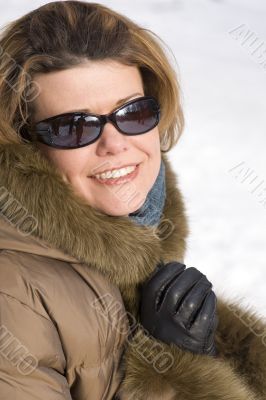 Woman on sun glasses close up