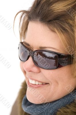 Woman on sun glasses macro