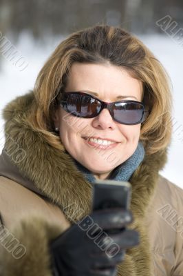woman and mobile phone closeup